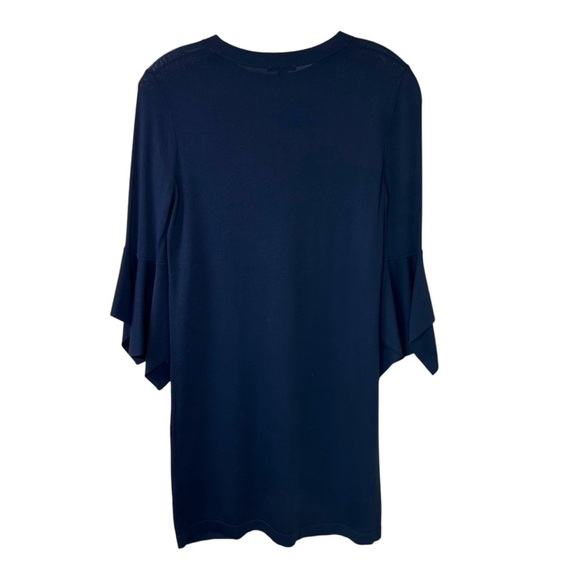 COS - Women’s Knitted Shift Dress, Draped Sleeves, Mini - Navy Blue, X-Small - Picture 4 of 15